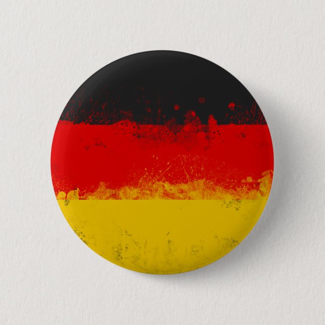 Grunge Splatter Painted Flag of Germany 2 Inch Round Button (Front)
