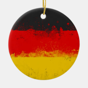 Grunge Splatter Painted Flag of Germany Ceramic Ornament