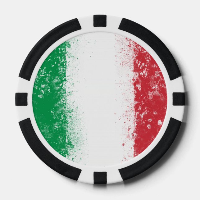 Grunge Splatter Painted Flag of Italy Poker Chips (Front)