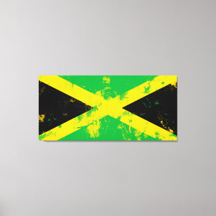 Grunge Splatter Painted Flag of Jamaica Canvas Print
