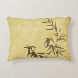 Grunge Stained Bamboo Paper Background Decorative Pillow