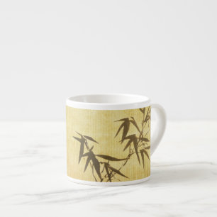 Grunge Stained Bamboo Paper Background Espresso Cup