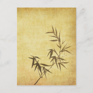 Grunge Stained Bamboo Paper Background Postcard