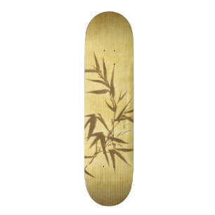 Grunge Stained Bamboo Paper Background Skateboard