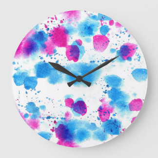 Grunge Stains Watercolor Texture Large Clock