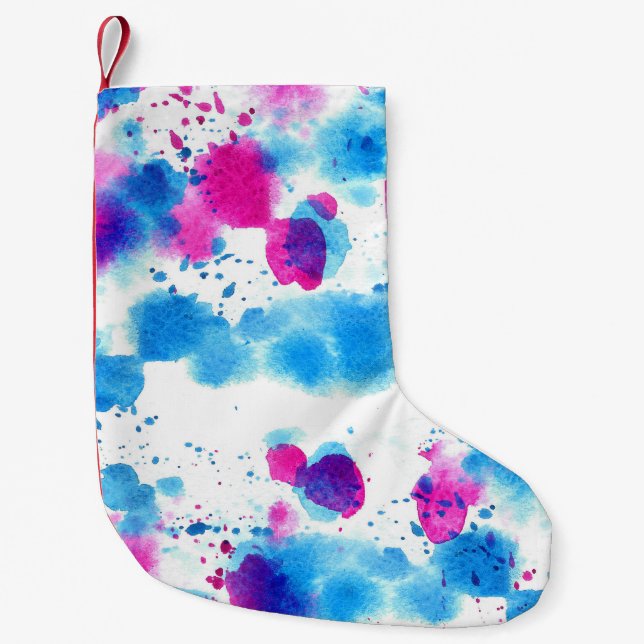Grunge Stains Watercolor Texture Small Christmas Stocking (Front)