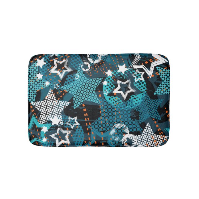 Grunge star pattern, playful children's design. bath mat (Front)