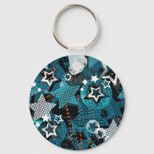 Grunge star pattern, playful children's design. keychain