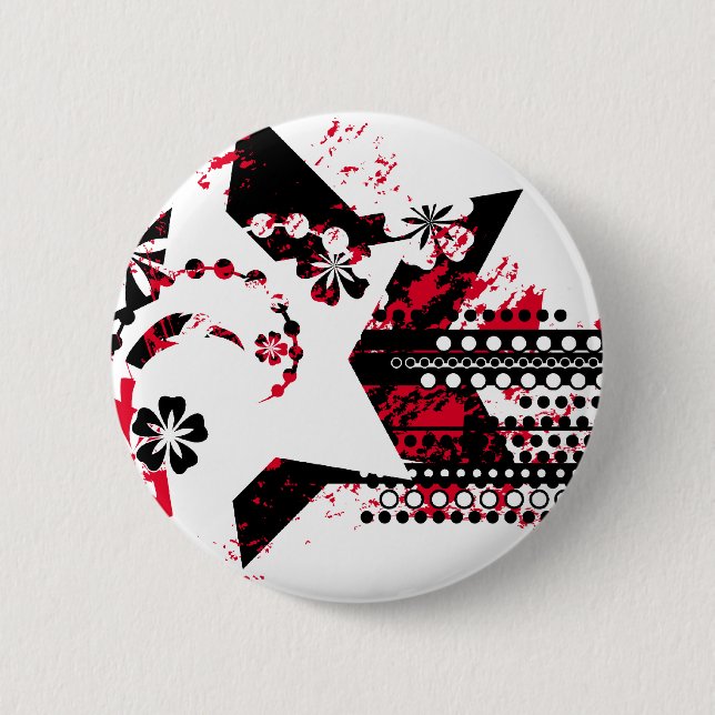grunge stars 2 inch round button (Front)