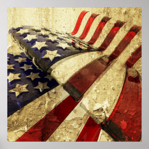 Grunge stars and stripes canvas poster