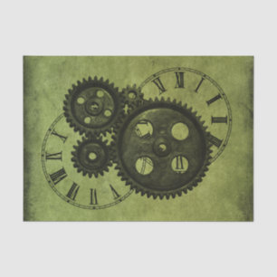 Grunge Steampunk Clocks and Gears Tissue Paper