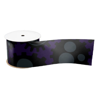 Grunge Steampunk Gears Satin Ribbon