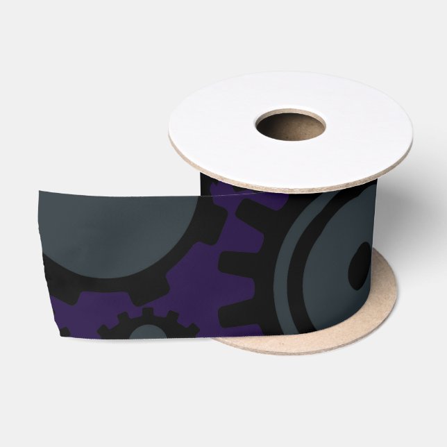 Grunge Steampunk Gears Satin Ribbon (Spool)