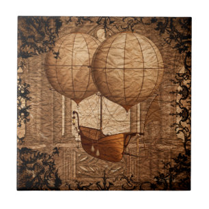 Grunge Steampunk Victorian Airship Tile