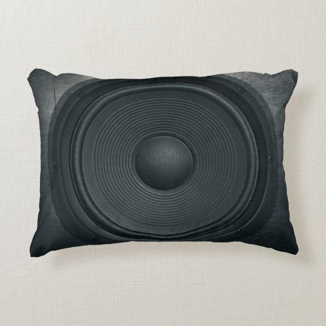 Grunge style, audio speaker background accent pillow (Front)