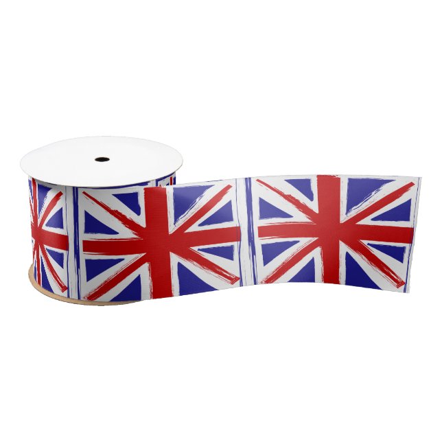 Grunge Style British Union Jack Flag Satin Ribbon (Spool)