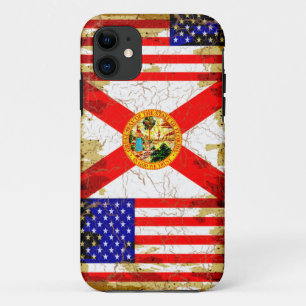 Grunge Style Florida and USA Flags iPhone 11 Case