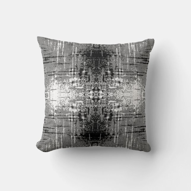 Grunge Style, Grey Abstract. Throw Pillow (Front)