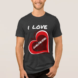 Grunge Style I Love My Girlfriend Heart Design Tri-Blend Shirt