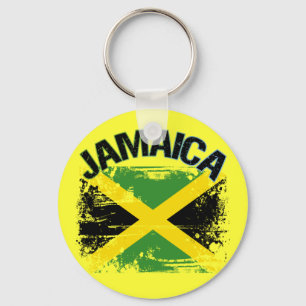 Grunge Style Jamaica Flag Design Keychain