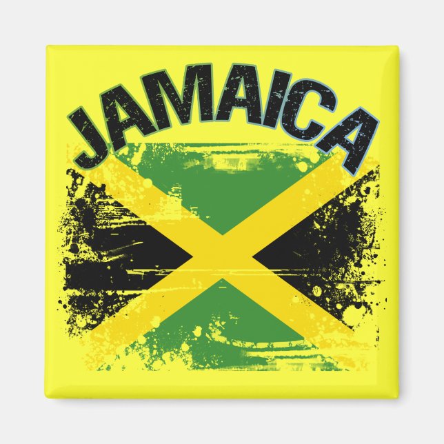 Grunge Style Jamaica Flag Design Magnet (Front)