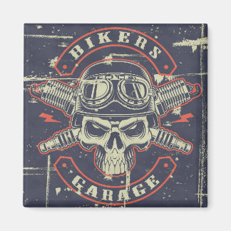 Grunge Style Motorcycle Design Magnet