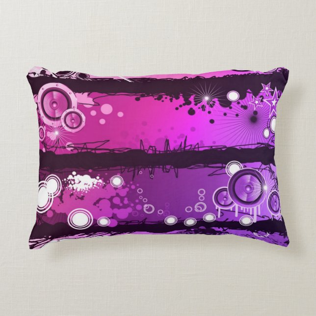Grunge Style Music Banner 3 Decorative Pillow (Front)