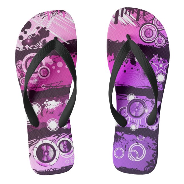 Grunge Style Music Banner 3 Flip Flops (Footbed)