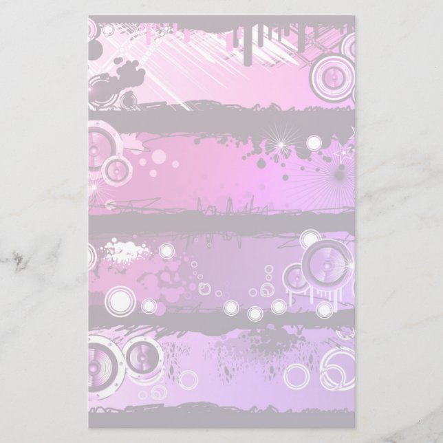 Grunge Style Music Banner 3 Stationery (Front)