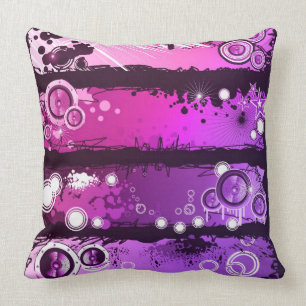 Grunge Style Music Banner 3 Throw Pillow