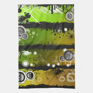 Grunge Style Music Banner Kitchen Towel