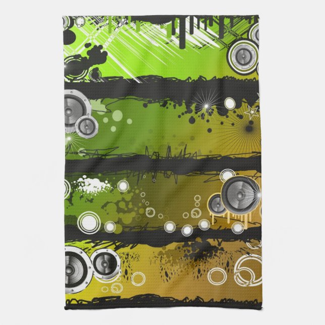 Grunge Style Music Banner Kitchen Towel (Vertical)