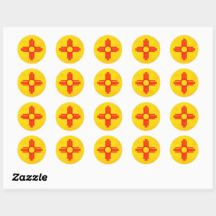 Grunge Style New Mexico State Flag Zia Sun Classic Round Sticker