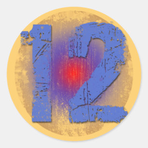 GRUNGE STYLE NUMBER 12 CLASSIC ROUND STICKER