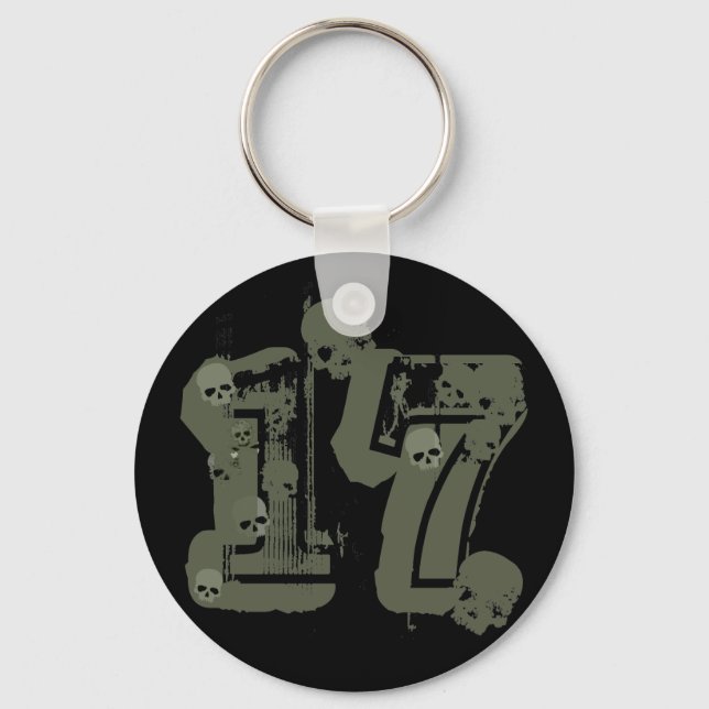 GRUNGE STYLE NUMBER 17 WITH SKULLS KEYCHAIN (Front)