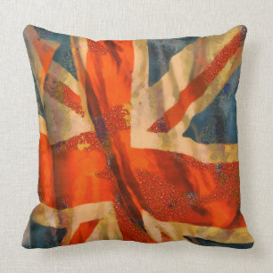 Grunge Style Union Jack British Flag Illustration Throw Pillow