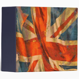 Grunge Style Union Jack British Flag Waving Binder