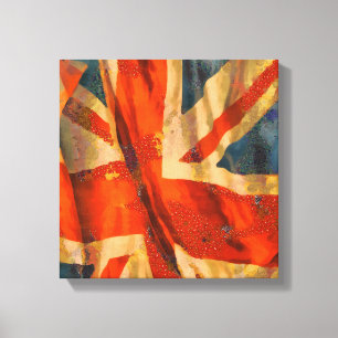 Grunge Style Union Jack British Flag Waving Canvas Print