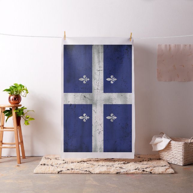 Grunge style worn Quebec flag Fabric (In Situ)