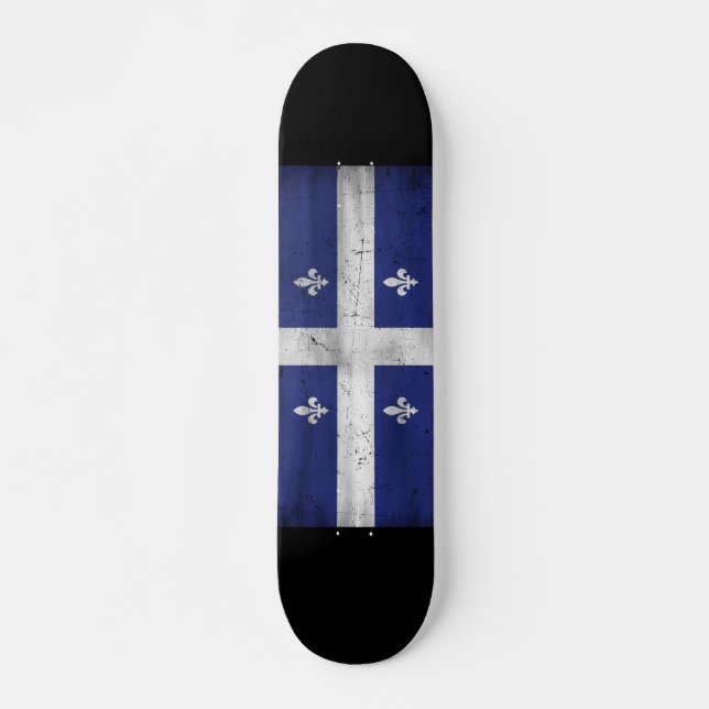 Grunge style worn Quebec flag Skateboard (Front)