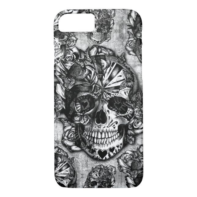 Grunge sugar skull pattern Case-Mate iPhone case (Back)