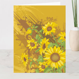 Grunge Sunflower Art Bold Rustic Yellow Floral Card