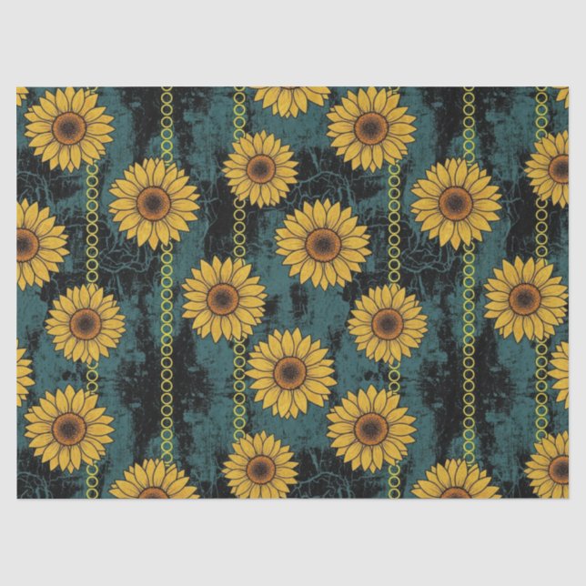 Grunge Sunflower & Chain Stripe Tissue Paper (Front)