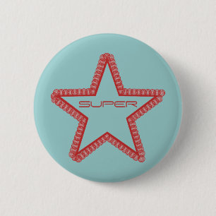 Grunge Superstar Button, Red 2 Inch Round Button