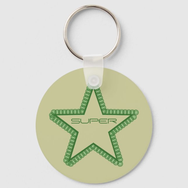 Grunge Superstar Keychain, Forest Green Keychain (Front)