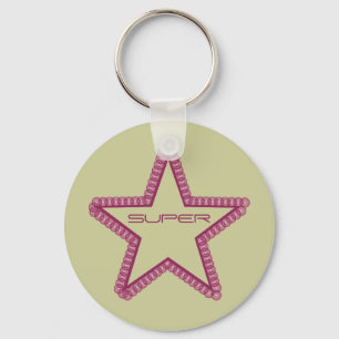 Grunge Superstar Keychain, Fuchsia Keychain