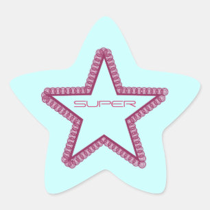 Grunge Superstar Star Stickers, Fuchsia Sticker