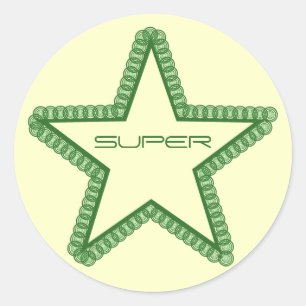 Grunge Superstar Stickers, Forest Green Classic Round Sticker