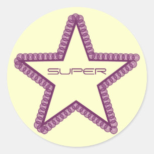Grunge Superstar Stickers, Purple Classic Round Sticker
