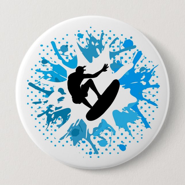 Grunge surfer 4 inch round button (Front)